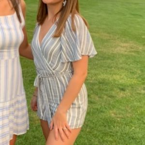 Striped V-Neck Romper